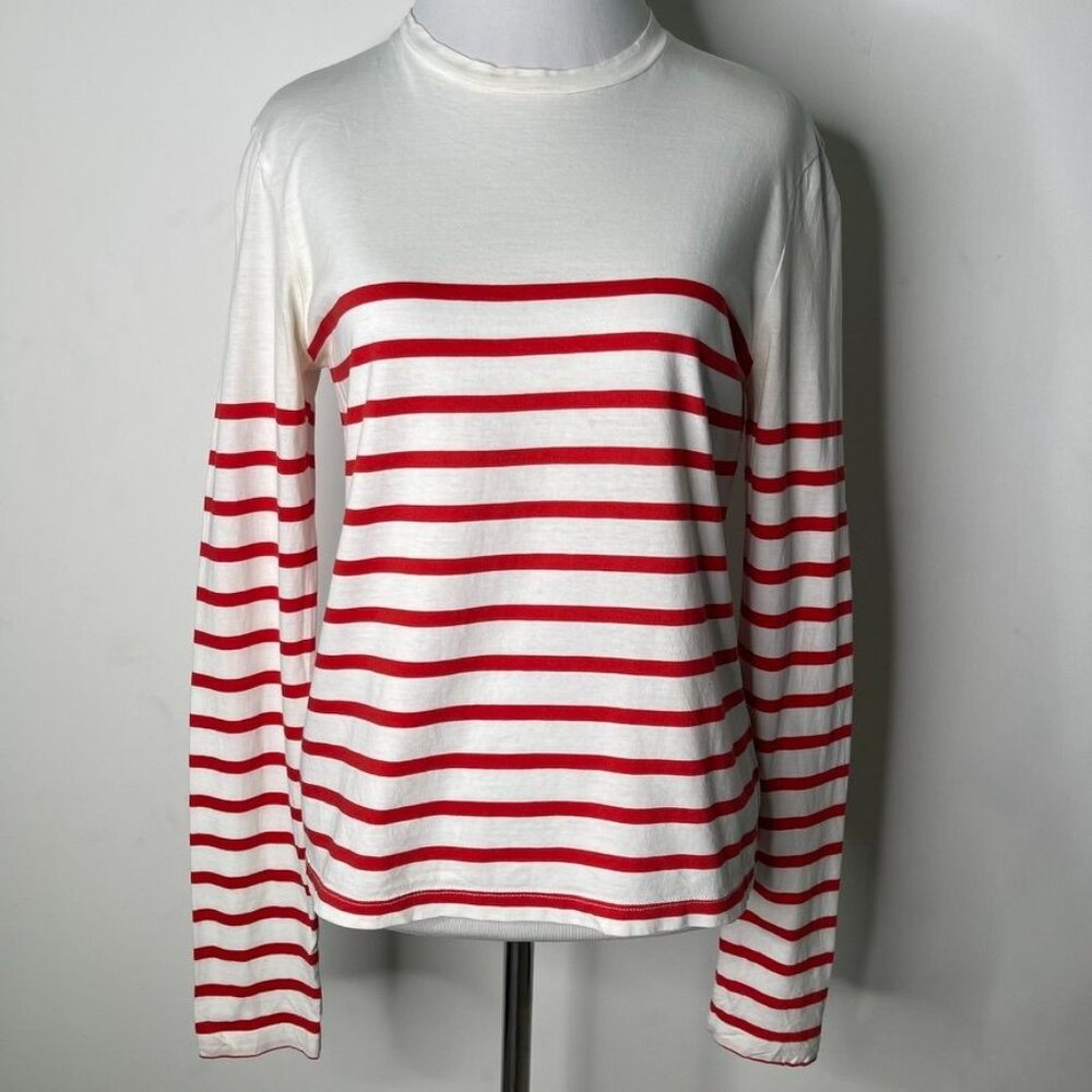 Women's Red & White Striped Long-Sleeve Top